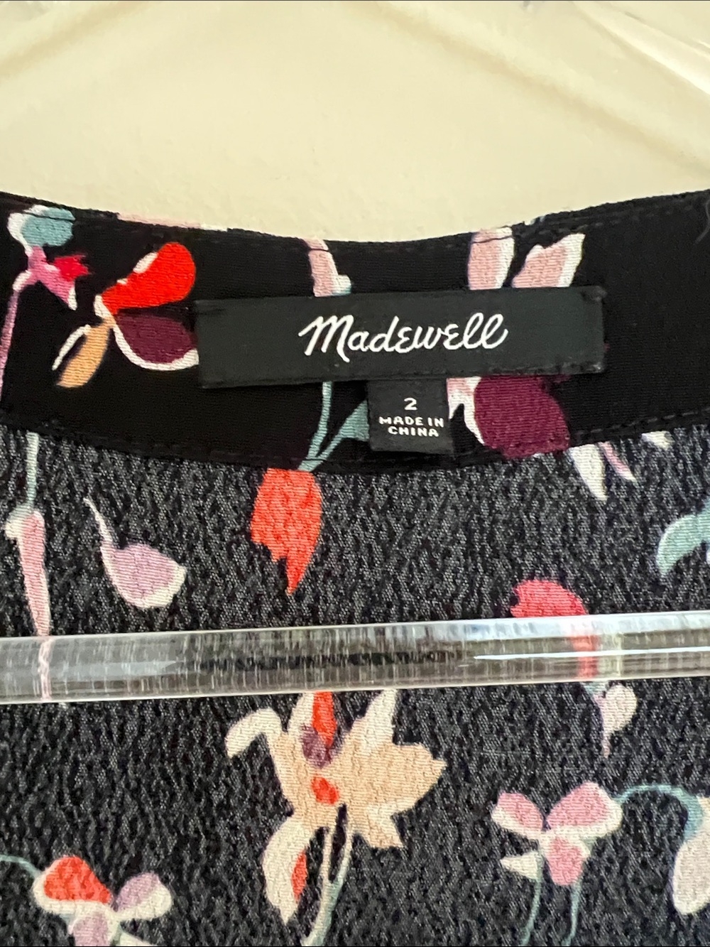 Madewell Black Floral V-Neck Button Mini Dress 2 - Picture 3 of 4